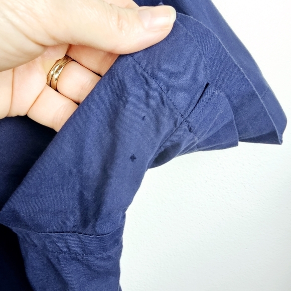 Ralph Lauren Navy Blue Short Sleeve Feather Weight Twill Button Front Shirt XL - Picture 7 of 7